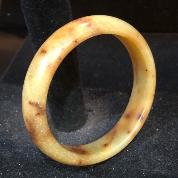 Genuine Light Moss Green & Brown Jade Bracelet - Picture 6 of 11